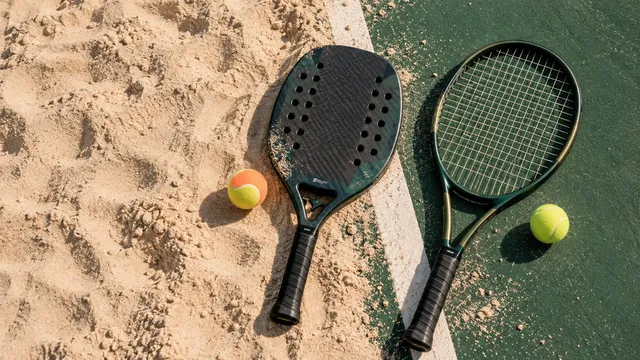 Comparação entre uma raquete de beach tennis e uma de tênis