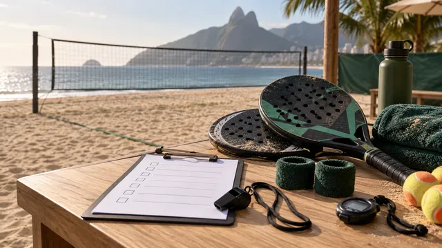 Materiais de organização preparados para o dia do torneio