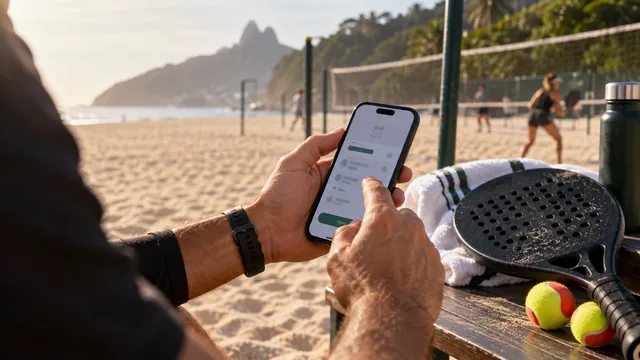 Jogador consultando uma inscrição no celular
