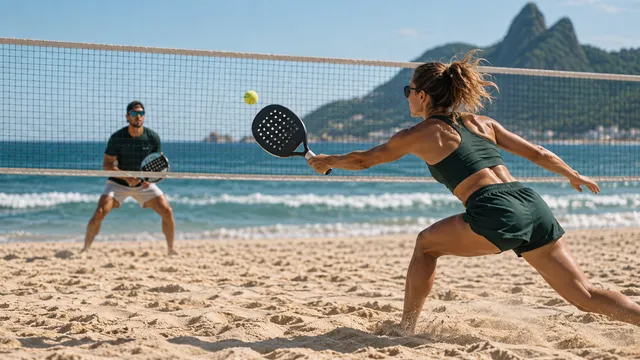 Partida de simples em uma quadra de areia